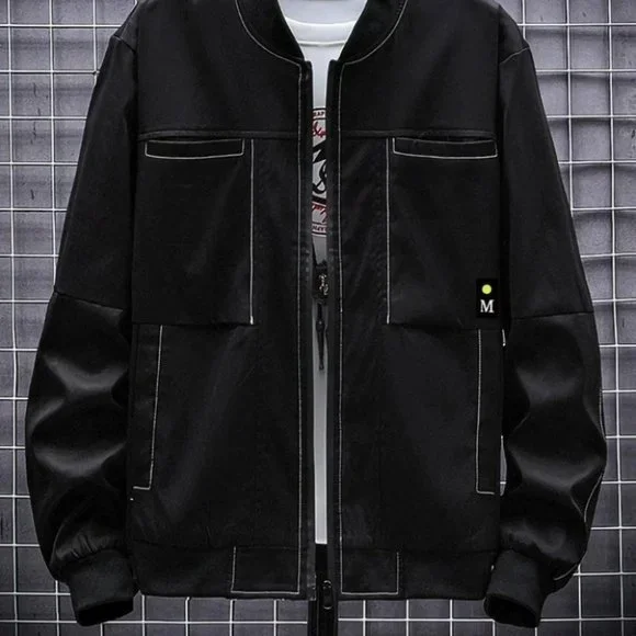 Black Mens Bomber Jacket - Picture 2 of 8